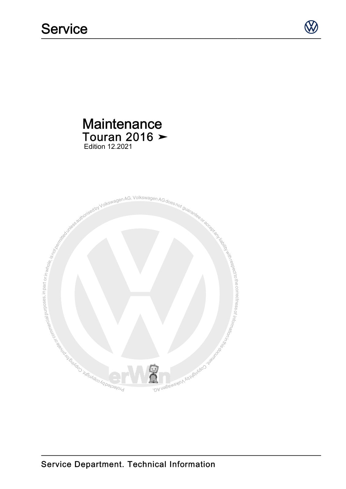 Workshop manual sample — cover (page 1)