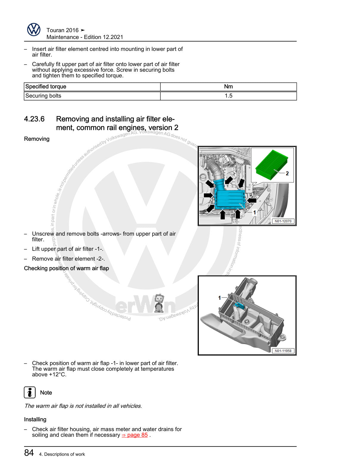 Workshop manual sample — interior (page 88)