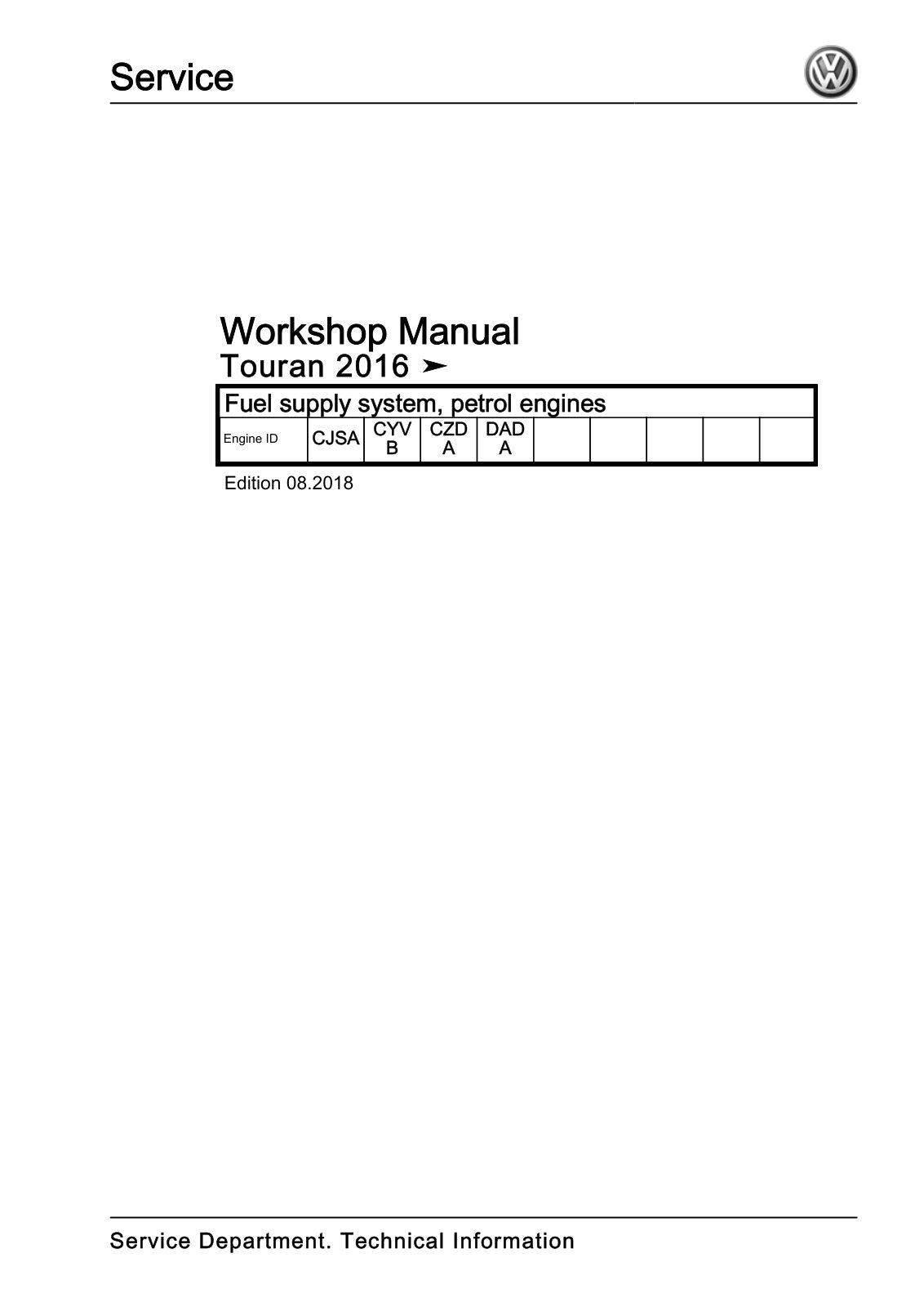 Workshop manual sample — cover (page 1)