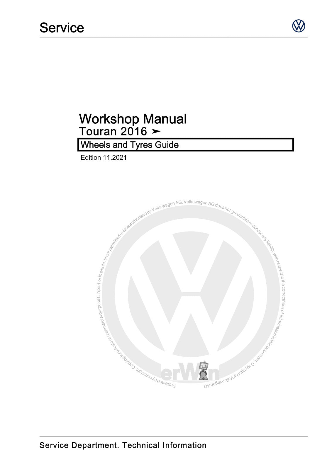 Workshop manual sample — cover (page 1)