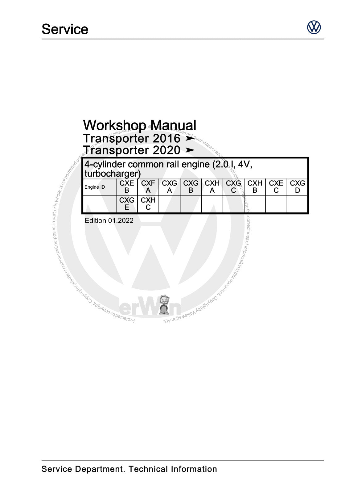 Workshop manual sample — cover (page 1)
