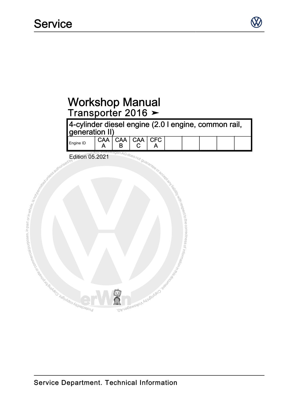 Workshop manual sample — cover (page 1)