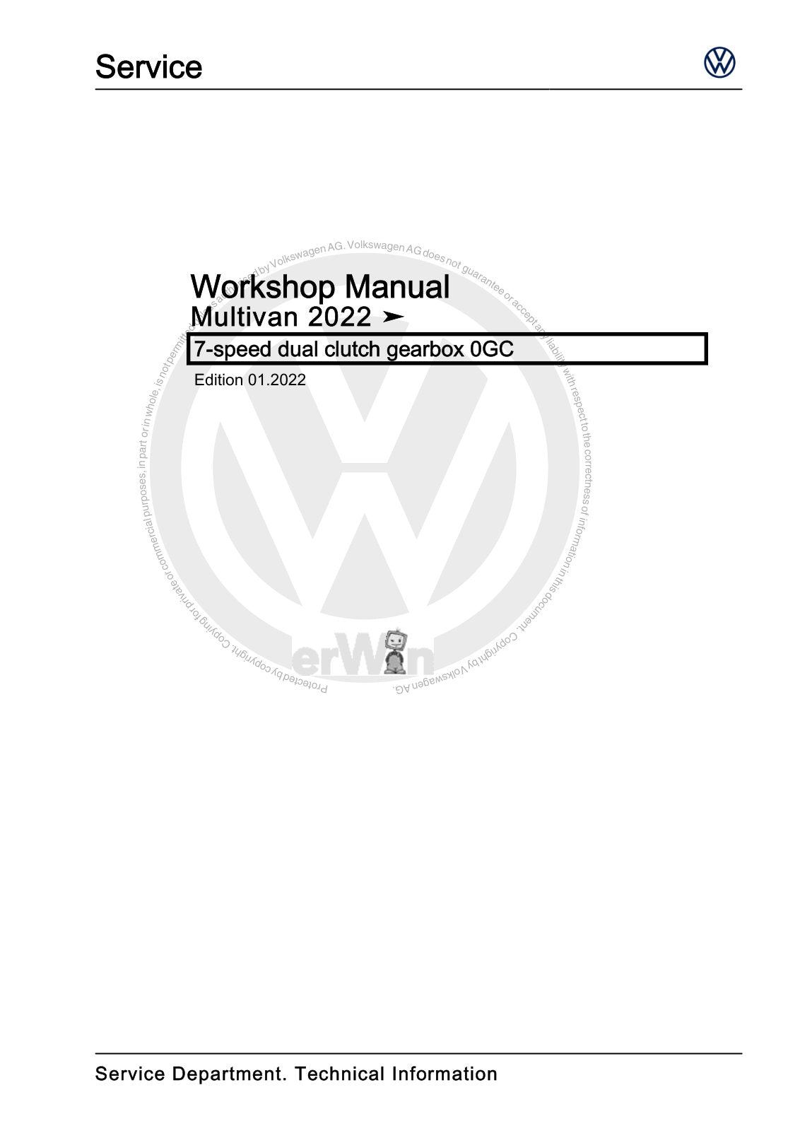 Workshop manual sample — cover (page 1)