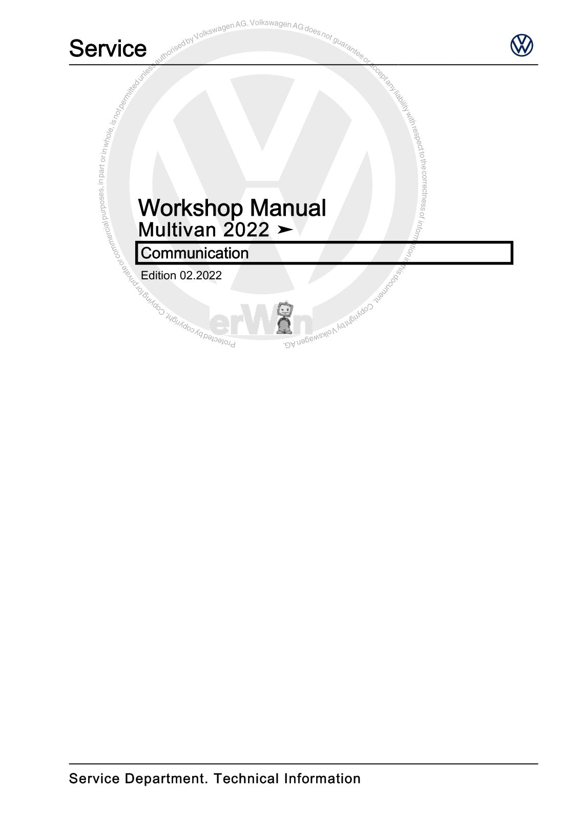Workshop manual sample — cover (page 1)