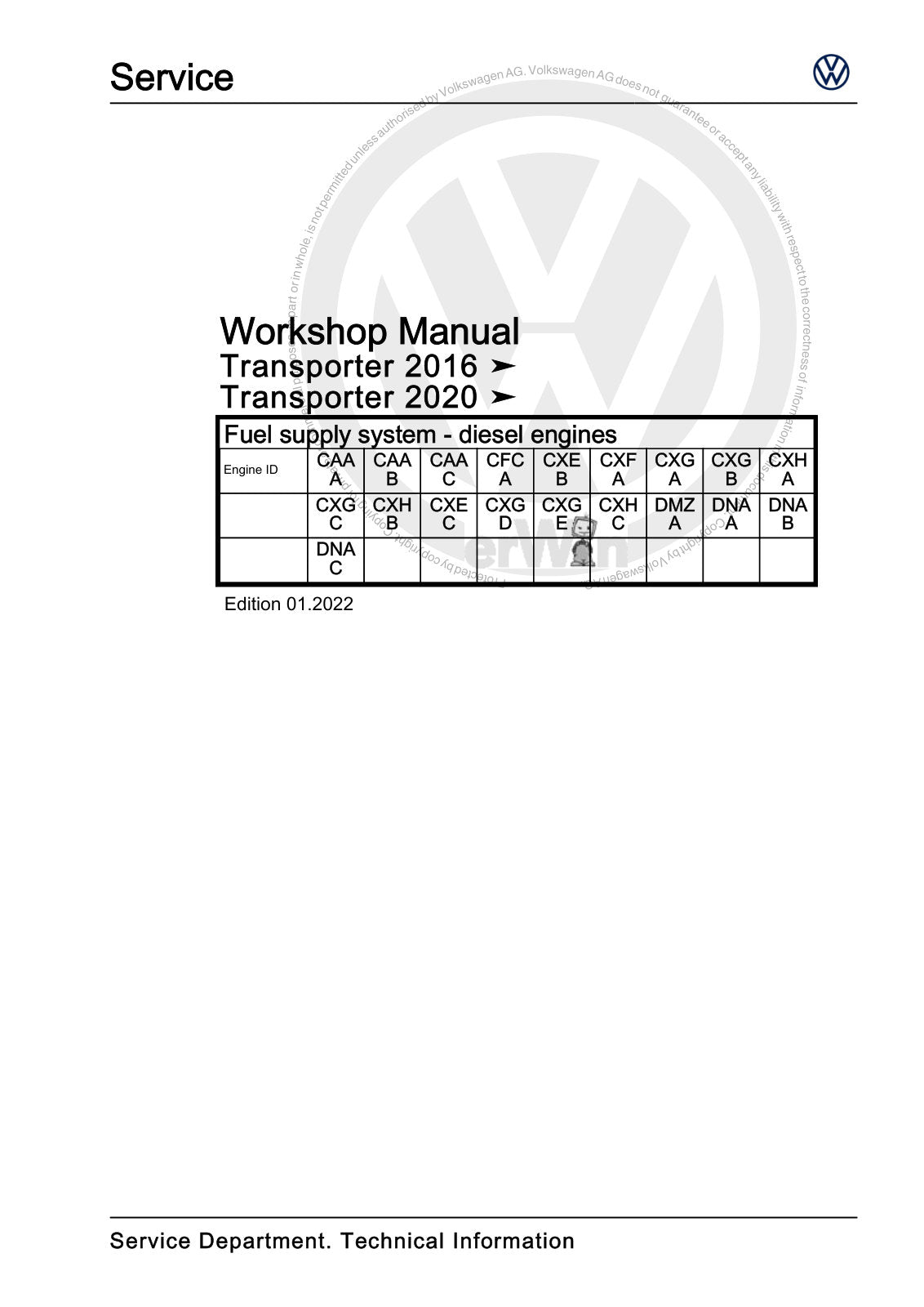 Workshop manual sample — cover (page 1)