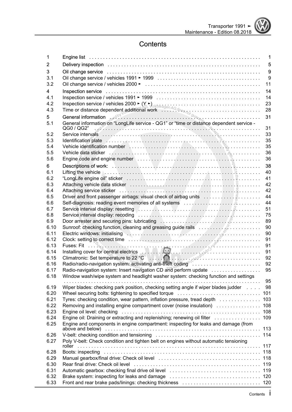 Workshop manual sample — contents/overview (page 3)