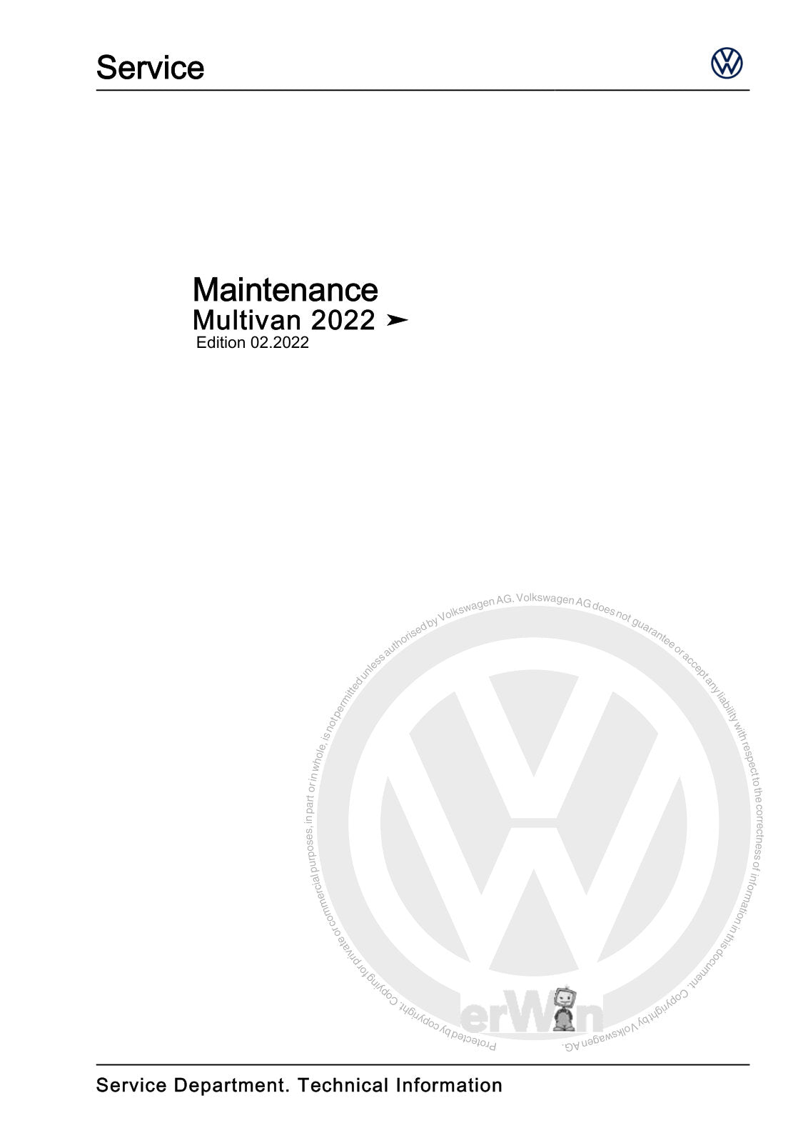 Workshop manual sample — cover (page 1)